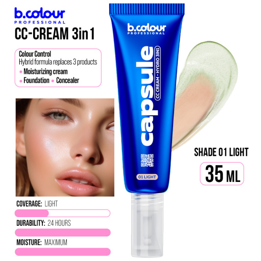 Hydrating CC cream 3in1 / 01 Light, B.COLOUR PROFESSIONAL CAPSULE, 35 ml