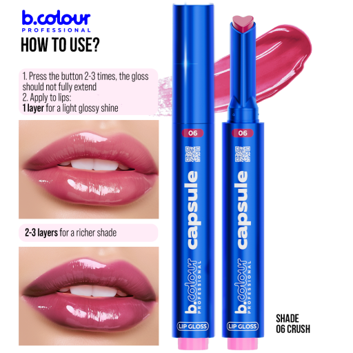Automatic lip gloss / 06 Crush, B.COLOUR PROFESSIONAL CAPSUL, 1,2 g